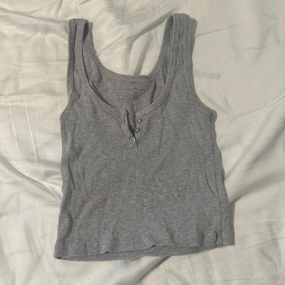 Brandy Melville Heather Gray Buttoned Tank Top